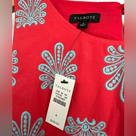 Talbots Tropical Safari Embroidered Shift Dress Size 4 $139 - Picture 5 of 6
